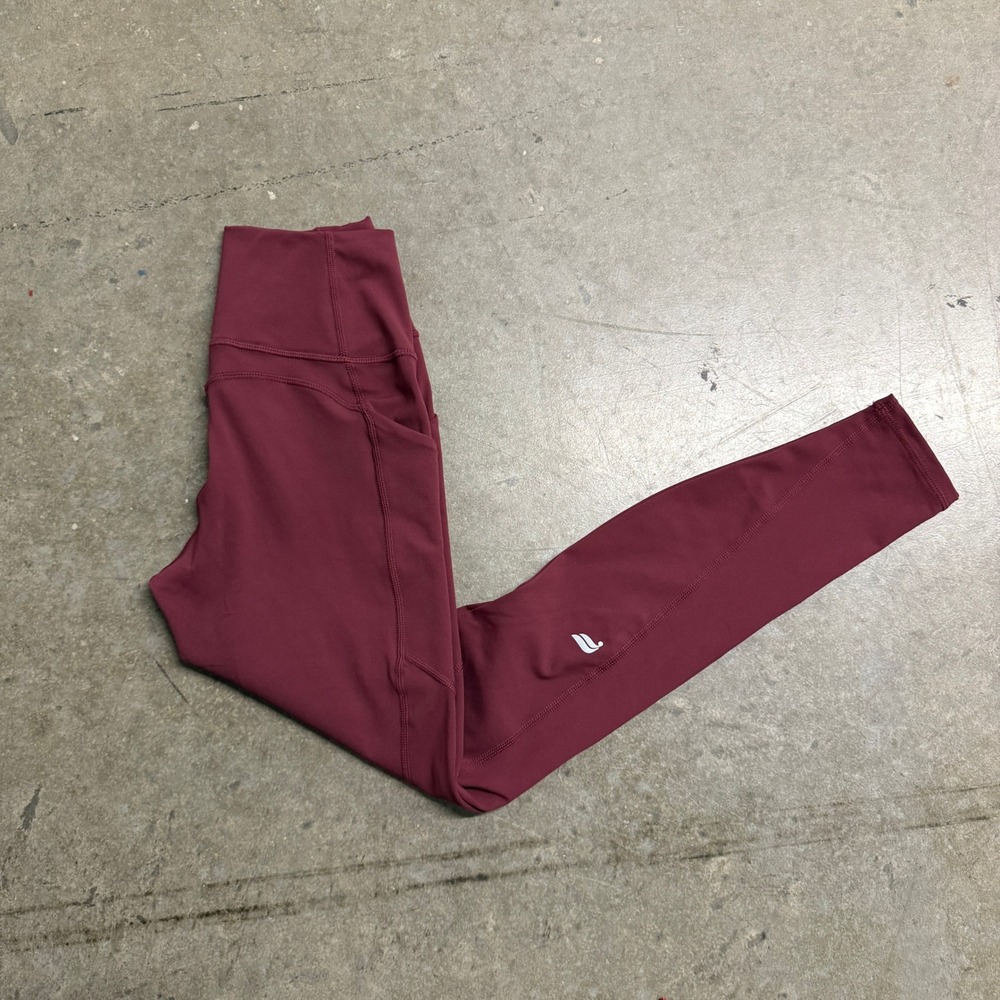 Fabletics Womens High Waisted Pocket‎ Leggings Maroon Small Athletic Tights